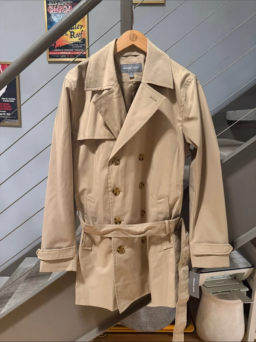 Michael Kors Woven Trench Coat Khaki Women’s XS NWT